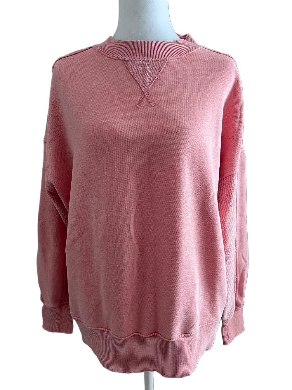 Aerie Oversized Vacay Crew Sweatshirt Mineral Wash Pink - Size XXS